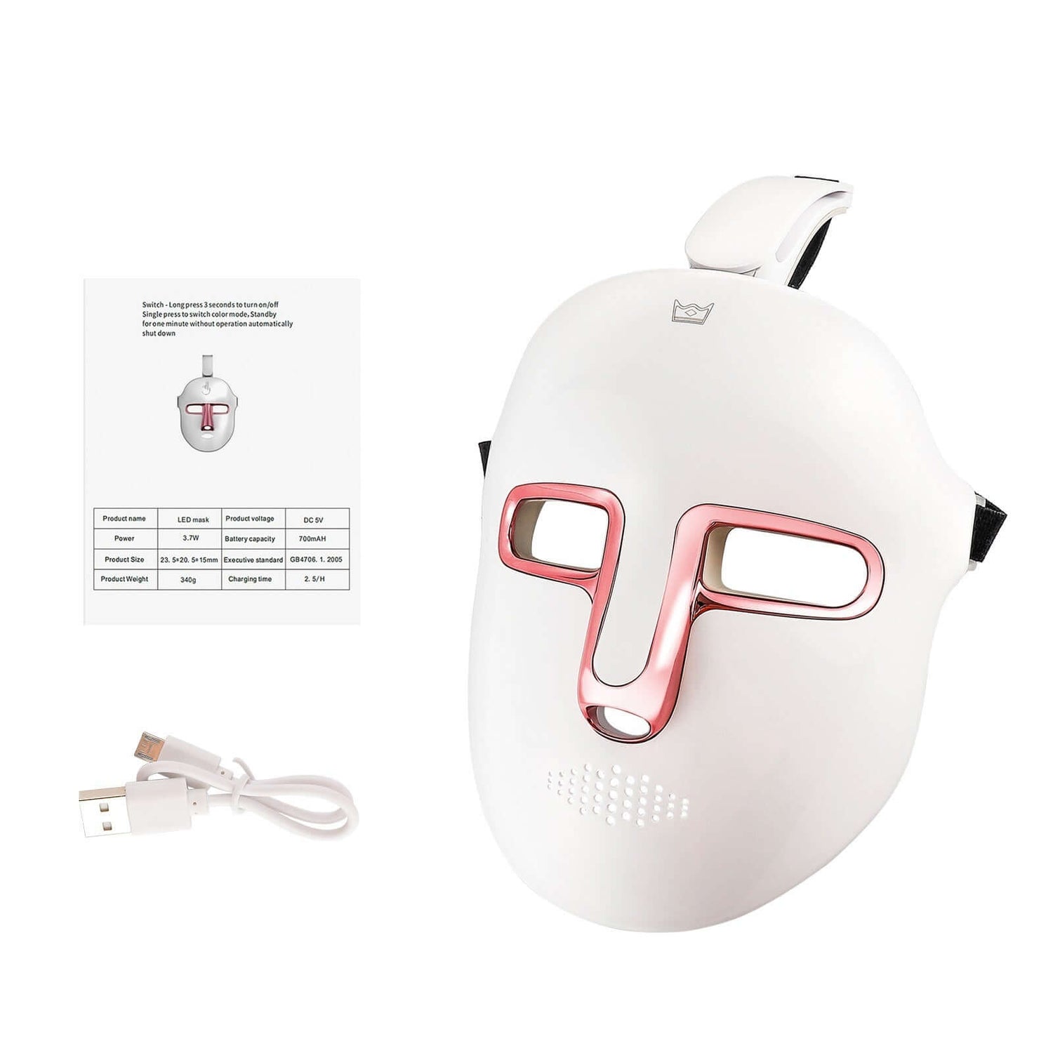 HelloSophia-J Rejuvenation Face Mask in Rose Gold Edition with USB charger, designed for youthfully radiant skin.